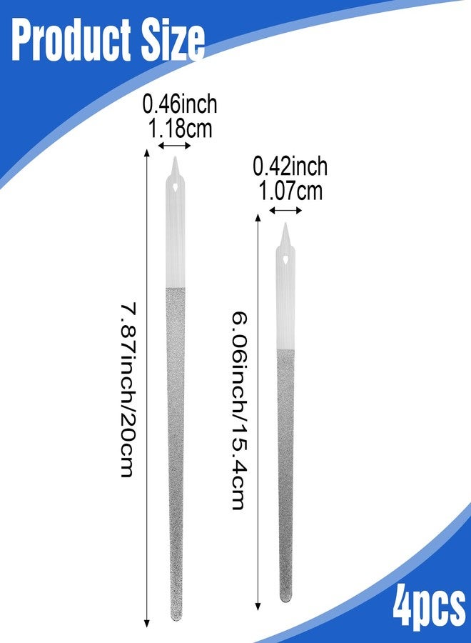 KFHENSOMR 4Pcs Diamond Deb Nail File Stainless Steel Buffers, Metal Nail File with Sharp Pointed Tip for Natural Nails Double-Sided Manicure Pedicure Toenail Tools for Salon and Home - Image 2